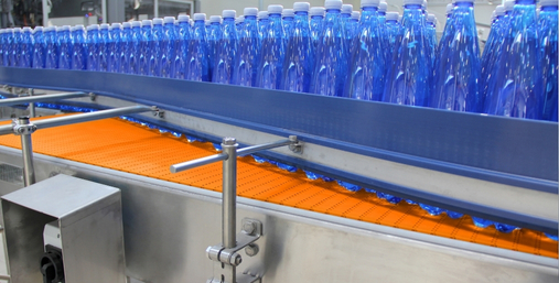 Bottles on conveyor belt