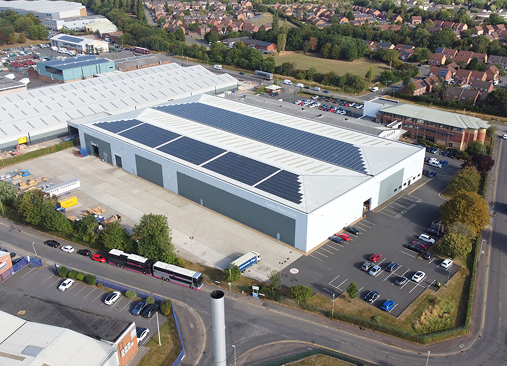 Oadby Conveyors HQ with solar panels