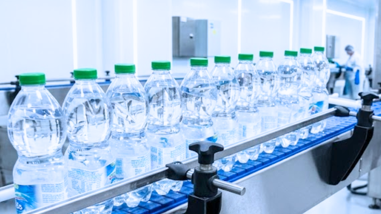 Waterbottles on a conveyor